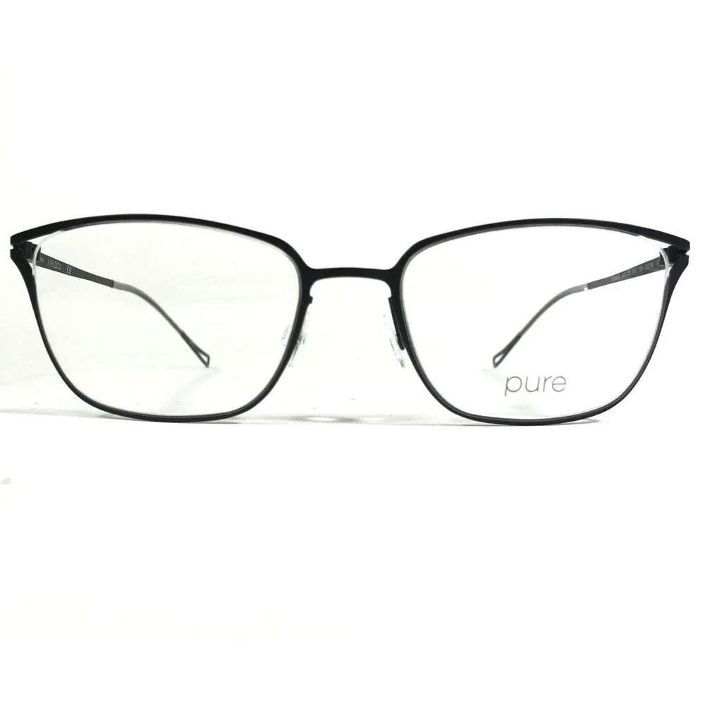 Marchon Airlock 5003 001 Eyeglasses Frames Black Square Titanium 53-18-140